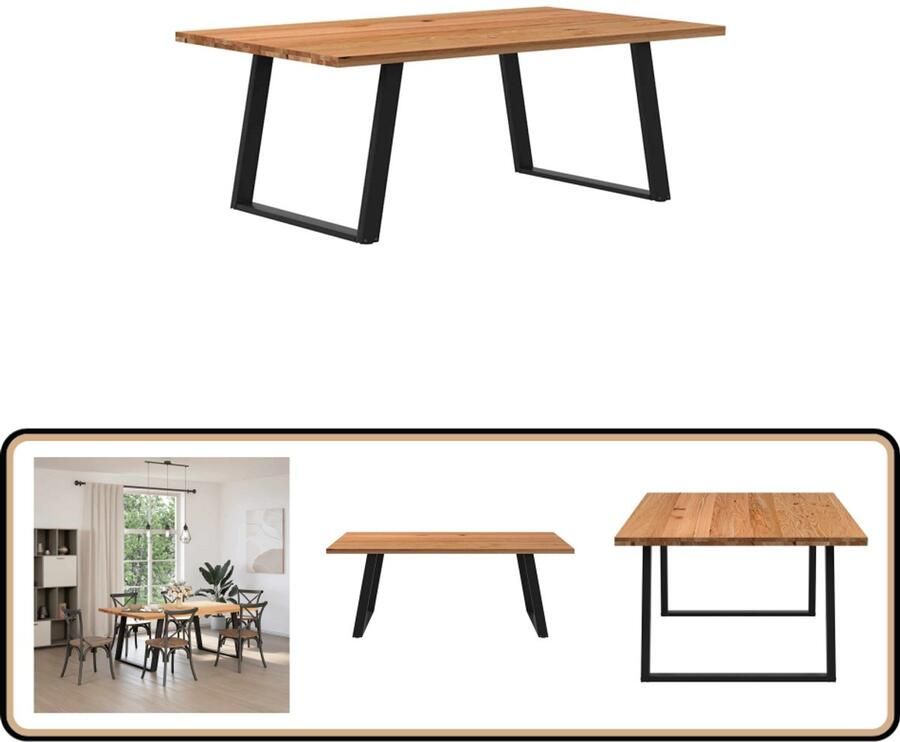 VidaXL Eettafel 200x120x74 cm Massief Eikenhout Eettafel Eettafels Eetkamertafel Keukentafel