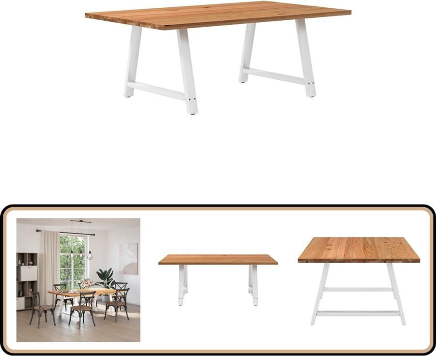 VidaXL Eettafel 200x120x74 cm Massief Eikenhout Eettafel Eettafels Eetkamertafel Keukentafel