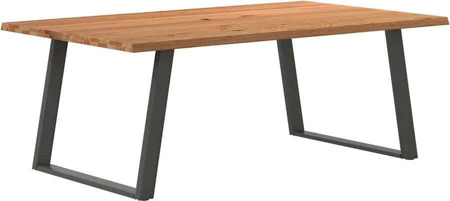 VIDAXL Eettafel met natuurlijke rand massief eikenhout rechthoekig