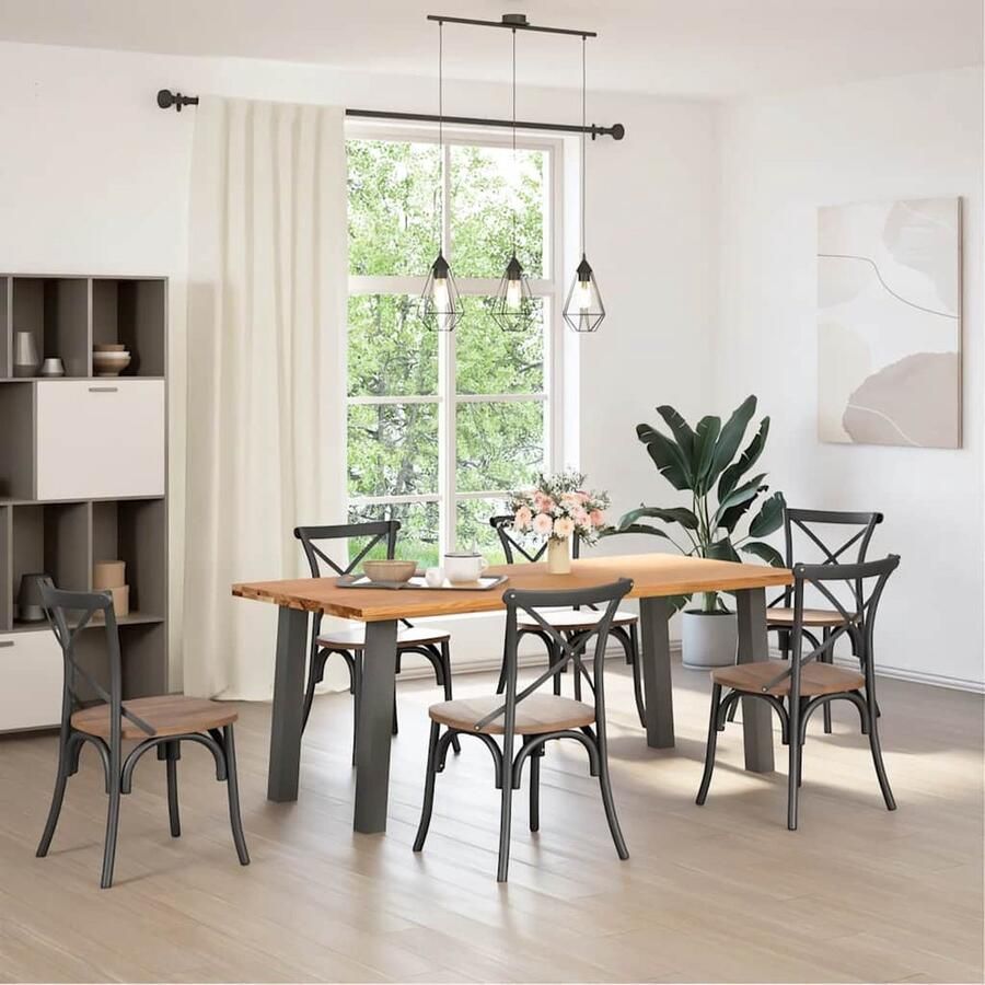 VidaXL Eettafel 200x90x74 cm Massief Eikenhout Eetkamertafel Eikenhouten Tafel Massief Eikenhout Grote Tafel Ronde Tafel Salontafel Landelijke Tafel Industriële Tafel