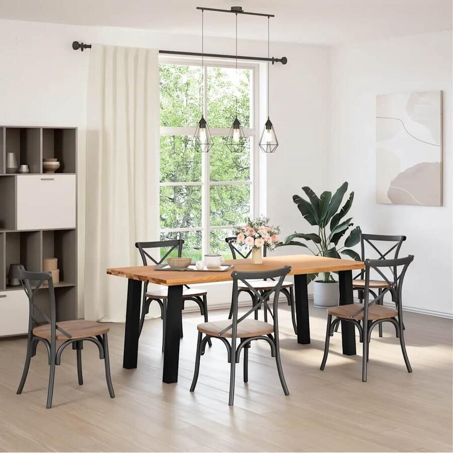 VidaXL Eettafel 200x90x74 cm Massief Eikenhout Eetkamertafel Eikenhouten Tafel Salontafel Tuintafel Grote Tafel Ronde Tafel Rechte Tafel Massief Eikenhout Vintage Tafel Industrieel Tafel