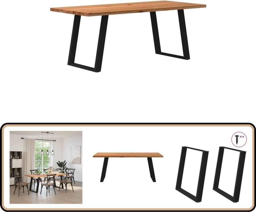 VidaXL Eettafel 200x90x74 cm Massief Eikenhout Eettafel Eettafels Eetkamertafel Keukentafel