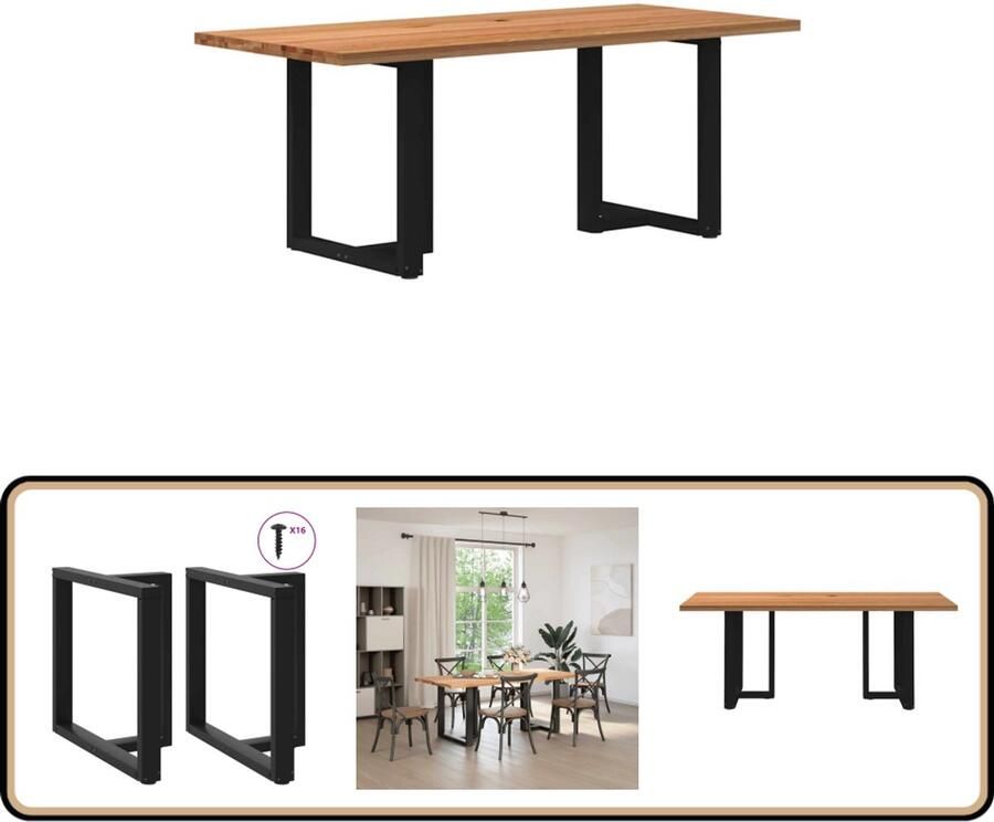 VidaXL Eettafel 200x90x74 cm Massief Eikenhout Eettafel Eettafels Eetkamertafel Keukentafel