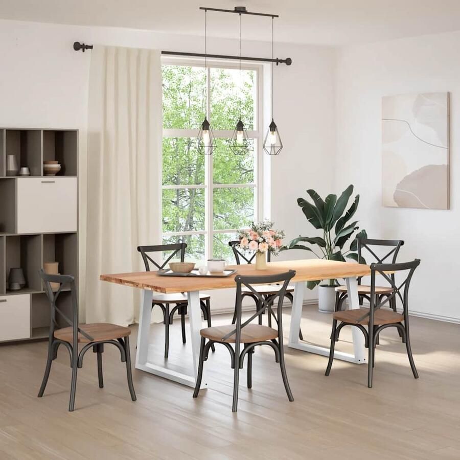 VidaXL Eettafel 220x100x74 cm Massief Eikenhout Eettafel Eettafels Eetkamertafel Keukentafel