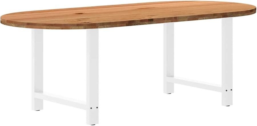 VidaXL Eettafel Ovaal Massief Eikenhout 220x100 cm Eettafel Eettafels Eetkamertafel Keukentafel - Foto 2