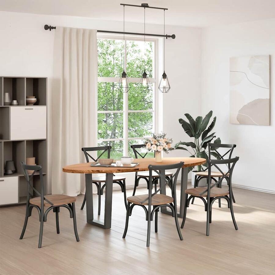 VidaXL Eettafel Ovaal 220x100x74 cm Massief Eikenhout Eetkamertafel Eikenhouten Tafel Ronde Tafel Grote Tafel Solide Tafel Luxe Tafel Diningtable Salontafel