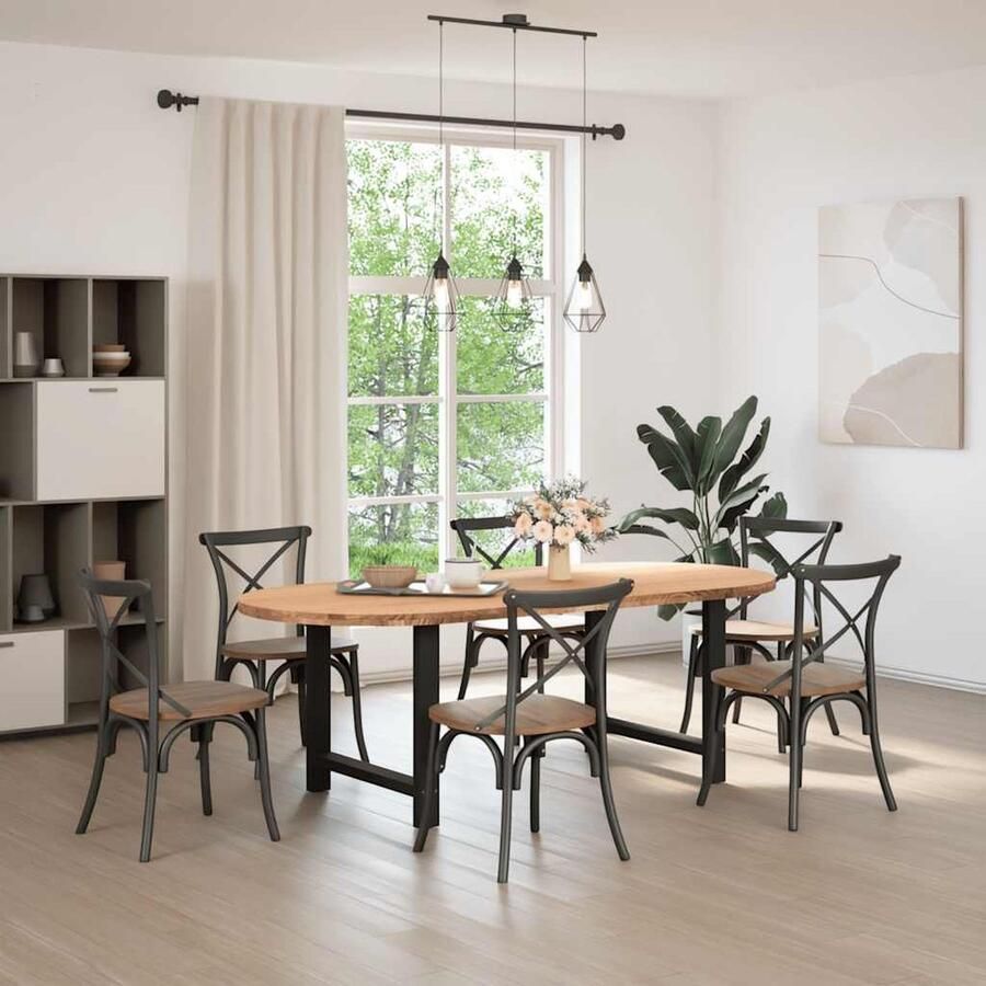 VidaXL Eettafel Ovaal Massief Eikenhout 220x100cm Eetkamertafel Eikenhouten Tafel Ronde Tafel Grote Tafel Salontafel Diningtable Tuindecoratie Buitenleven