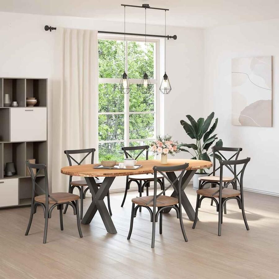 VidaXL Eettafel Ovaal 220x100x74 cm Massief Eiken Eettafel Eettafels Eetkamertafel Keukentafel