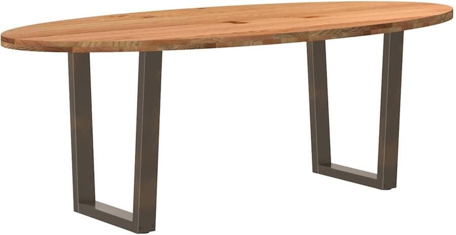 VidaXL Eettafel Ovaal 220x100x74 cm Massief Eikenhout Eettafel Eettafels Eetkamertafel Keukentafel