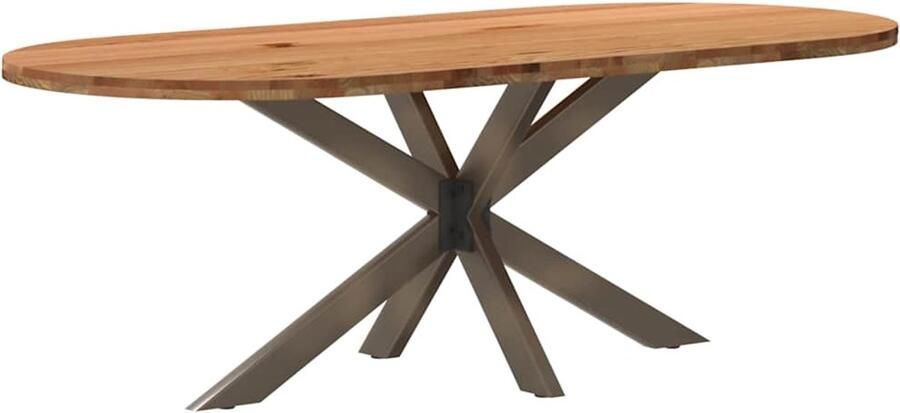 VidaXL Eettafel 220x100x74 cm ovaal massief eikenhout lichtbruin