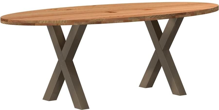 VidaXL Eettafel 220x100x74 cm ovaal massief eikenhout lichtbruin