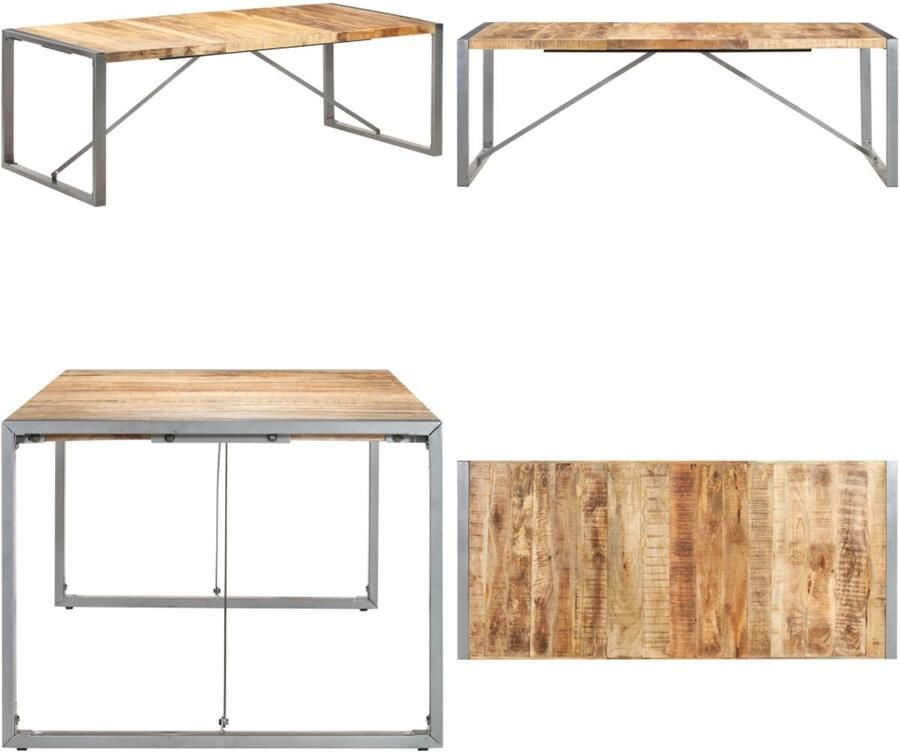 VidaXL Eettafel 220x100x75 cm massief ruw mangohout Eettafel Eettafels Eetkamertafel Eetkamertafels