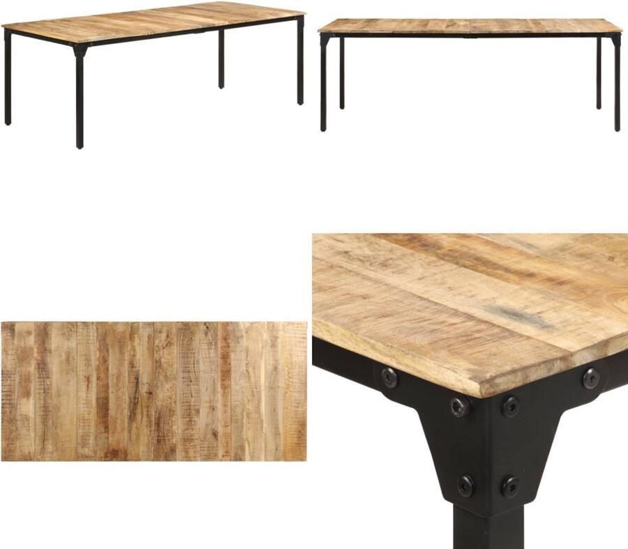 VidaXL Eettafel 220x100x76 cm ruw mangohout Eettafel Eettafels Houten Eettafel Houten Eettafels