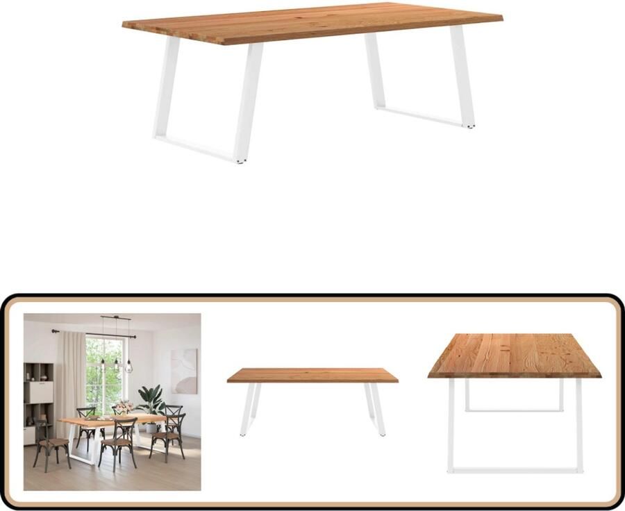 VidaXL Eettafel 220x120x74 cm Massief Eikenhout Eettafel Eettafels Eetkamertafel Keukentafel