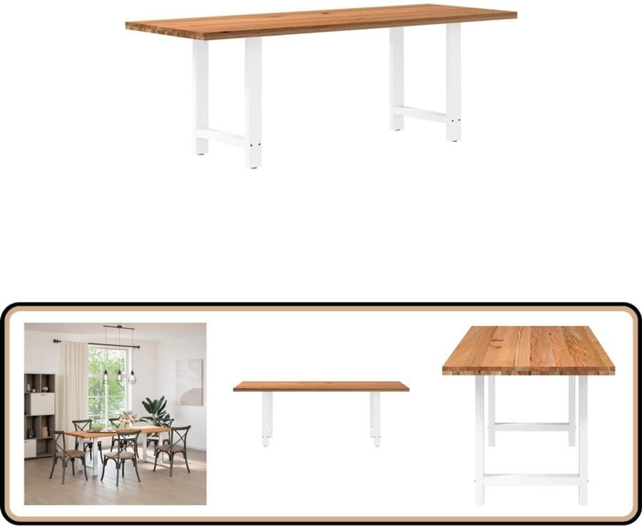 VidaXL Eettafel 220x80 cm Massief Eikenhout Eettafel Eettafels Eetkamertafel Keukentafel