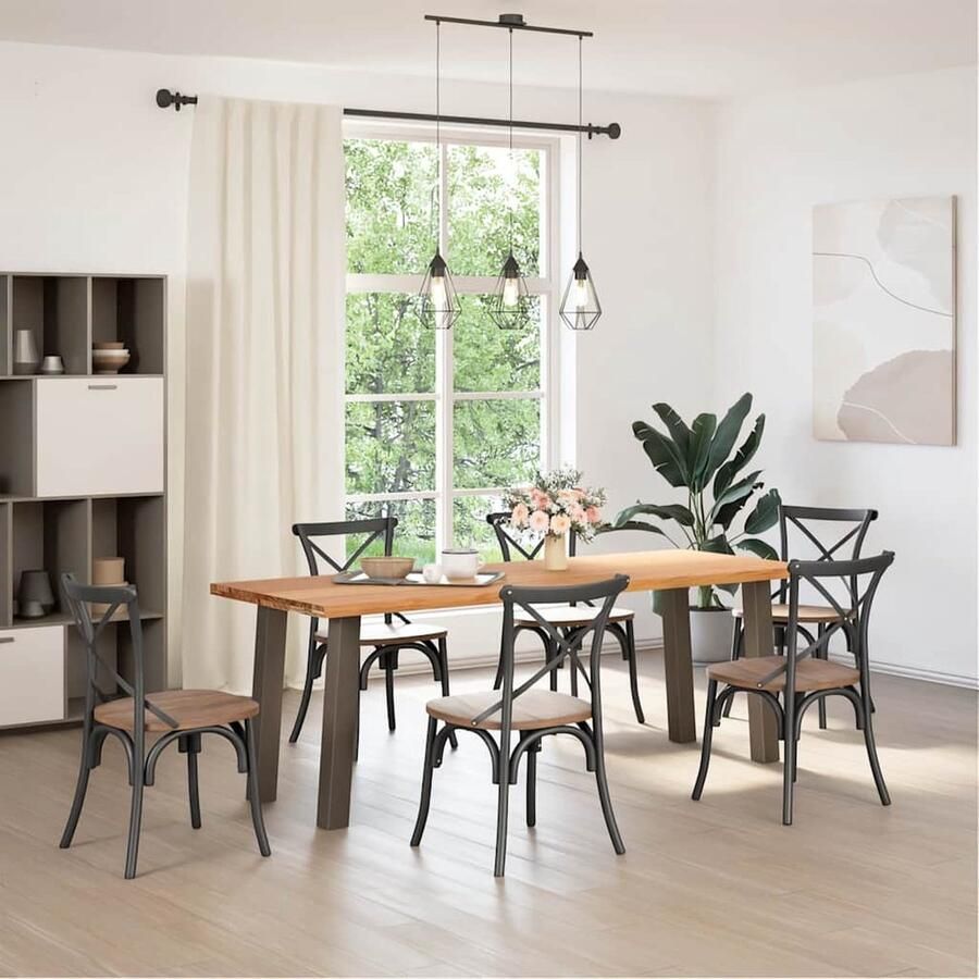 VidaXL Eettafel 220x80x74 cm Massief Eikenhout Eetkamertafel Eikenhouten Tafel Salontafel Tuintafel Massief Eikenhout Ronde Tafel Vierkante Tafel Ovale Tafel Moderne Tafel Landelijke Tafel