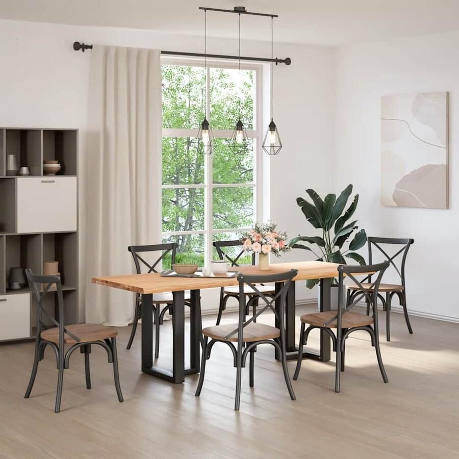 VidaXL Eettafel 220x80x74 cm massief eikenhout Eettafel Eettafels Eetkamertafel Keukentafel