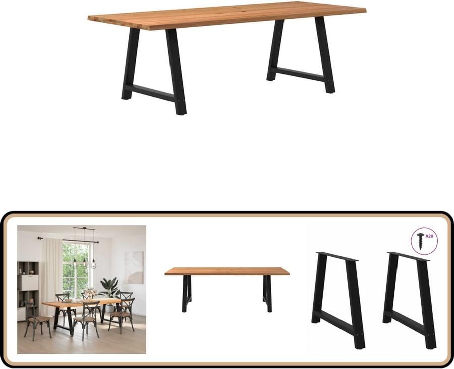 VidaXL Eettafel 240 cm Massief Eikenhout Eettafel Eettafels Eetkamertafel Keukentafel