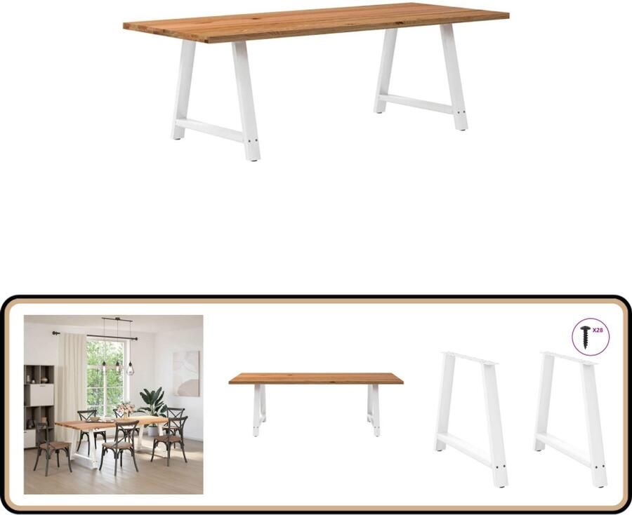 VidaXL Eettafel 240x100 cm Massief Eikenhout Eettafel Eettafels Eetkamertafel Keukentafel