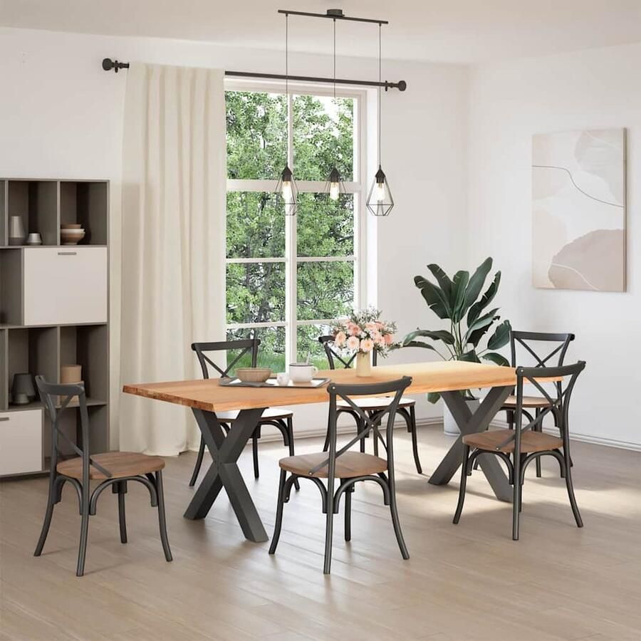 VidaXL Eettafel 240x100 cm Massief Eikenhout Eettafel Eettafels Eetkamertafel Keukentafel