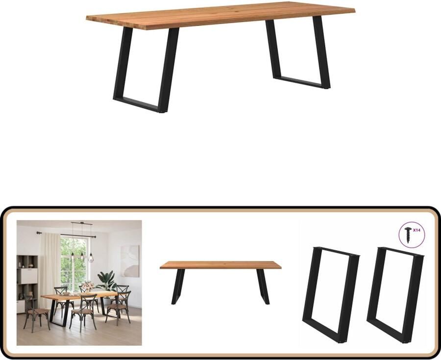 VidaXL Eettafel 240x100x74 cm Massief Eikenhout Eettafel Eettafels Eetkamertafel Keukentafel