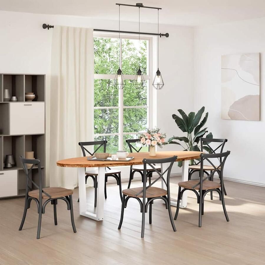 VidaXL Eettafel 240x100x74 cm Ovaal Eikenhout Eetkamertafel Eikenhouten Tafel Ronde Tafel Ovale Tafel Salontafel Diningtable Massief Hout Luxe Tafel Industriële Tafel