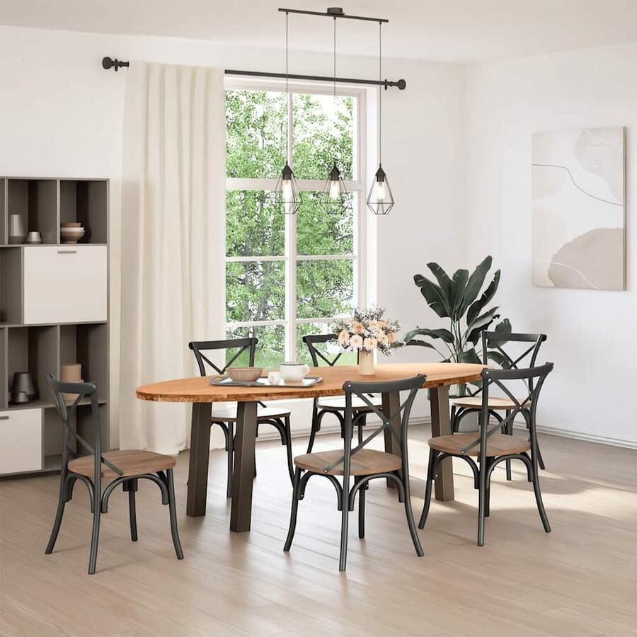 VidaXL Ovale Eettafel 240 cm Massief Eikenhout Eetkamertafel Eikenhouten Tafel Ovale Tafel Grote Tafel Solide Tafel Luxe Tafel Diningtable Salontafel