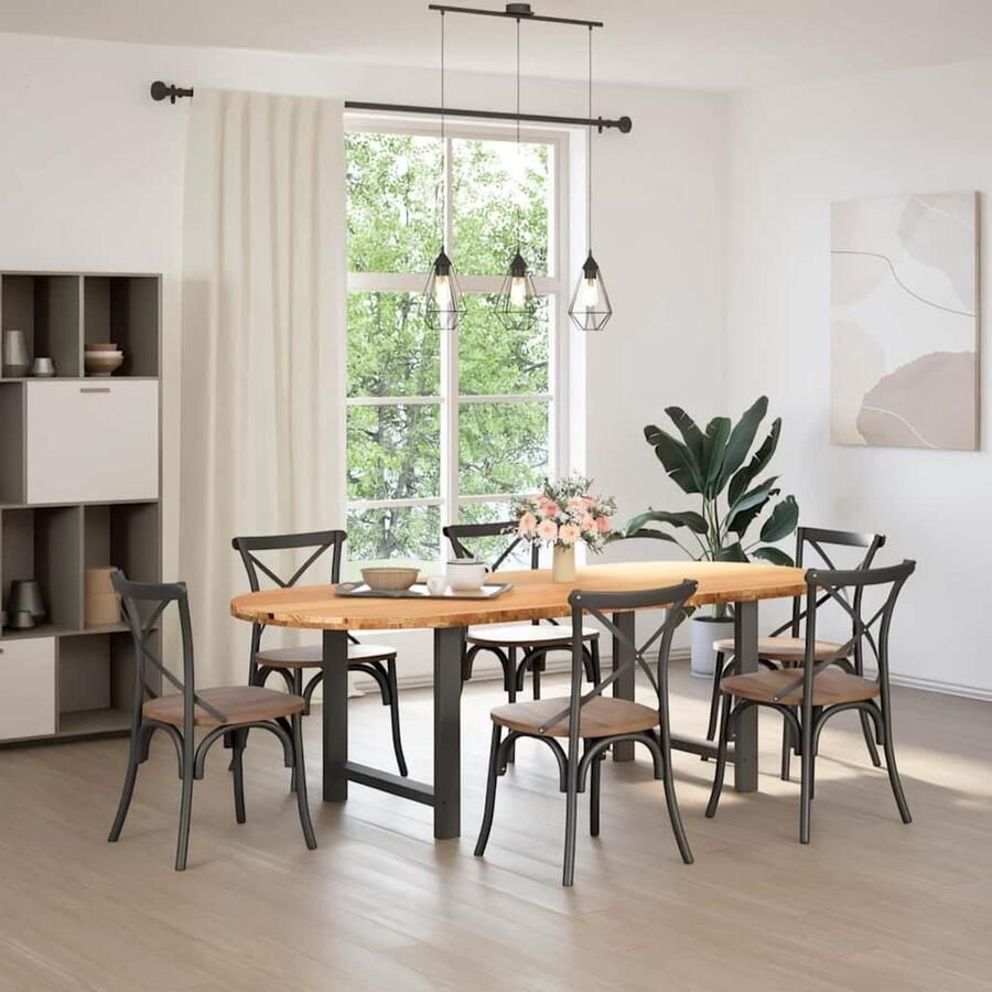 VidaXL Eettafel 240x100x74 cm Ovaal Eikenhout Eetkamertafel Eikenhouten Tafel Grote Tafel Oval Tafel Solide Tafel Moderne Tafel Diningtable Salontafel