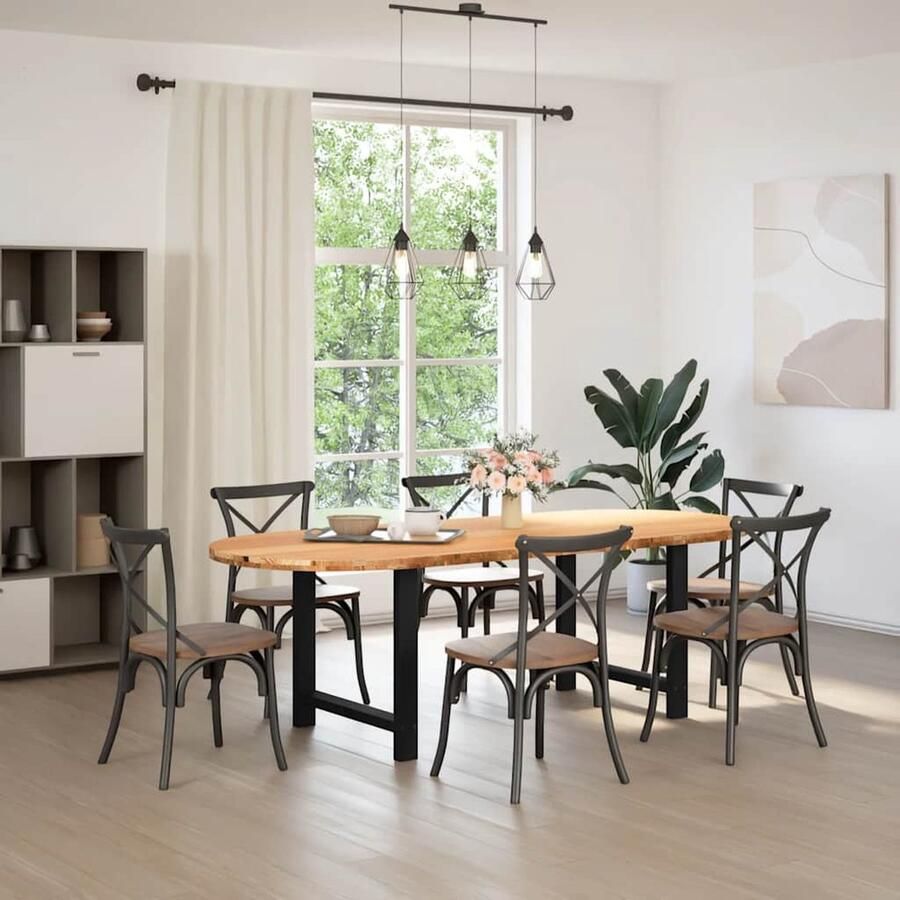 VidaXL Eettafel Ovaal 240x100x74 cm Eikenhout Eettafel Houten Eettafel Eikentafel Salontafel Diningtable Grote Eettafel Oval Eettafel Massief Eikenhout