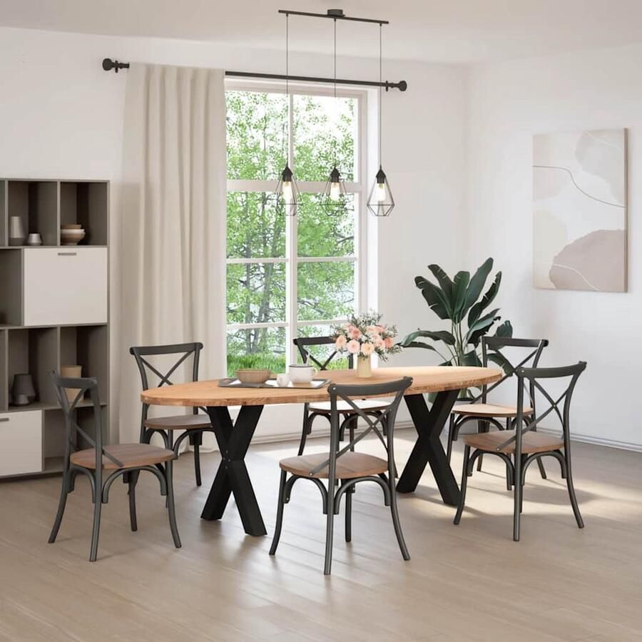 VidaXL Eettafel Ovaal 240 cm Massief Eikenhout Eettafel Houten Eettafel Eikentafel Grote Eettafel Oval Eettafel Salontafel Diningtable Keukenmeubilair
