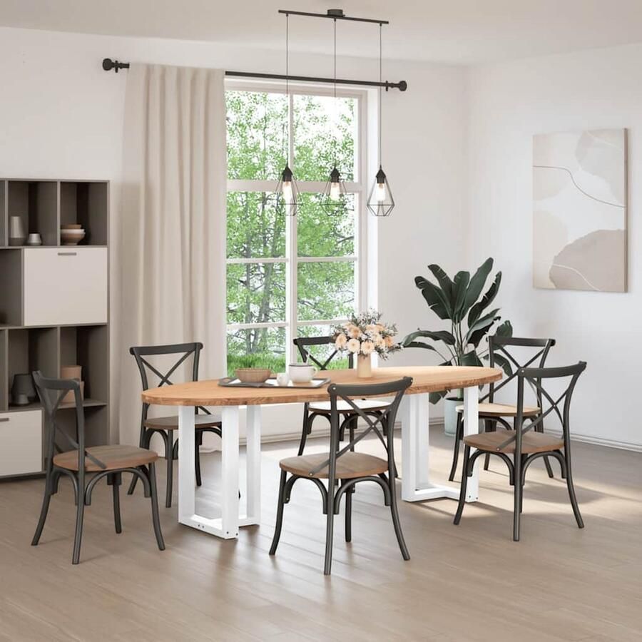 VidaXL Eettafel Ovaal 240x100x74 cm Massief Eiken Eetkamertafel Eikenhouten Tafel Grote Tafel Ovale Tafel Stevige Tafel Moderne Tafel Salontafel Diningtable