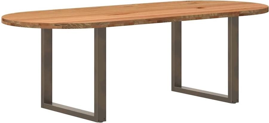 VidaXL Eettafel 240x100x74 cm ovaal massief eikenhout lichtbruin