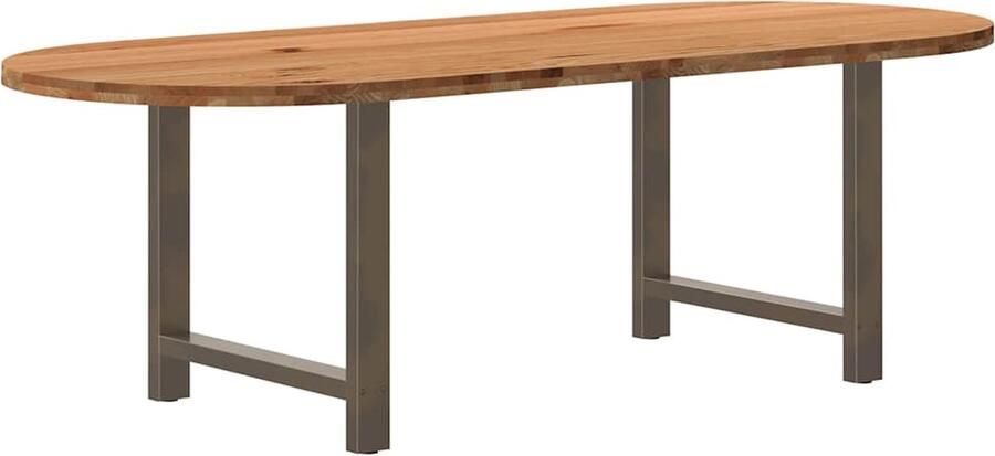 VidaXL Eettafel 240x100x74 cm ovaal massief eikenhout lichtbruin