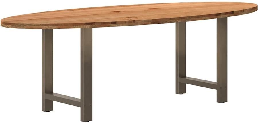 VidaXL Eettafel 240x100x74 cm ovaal massief eikenhout lichtbruin
