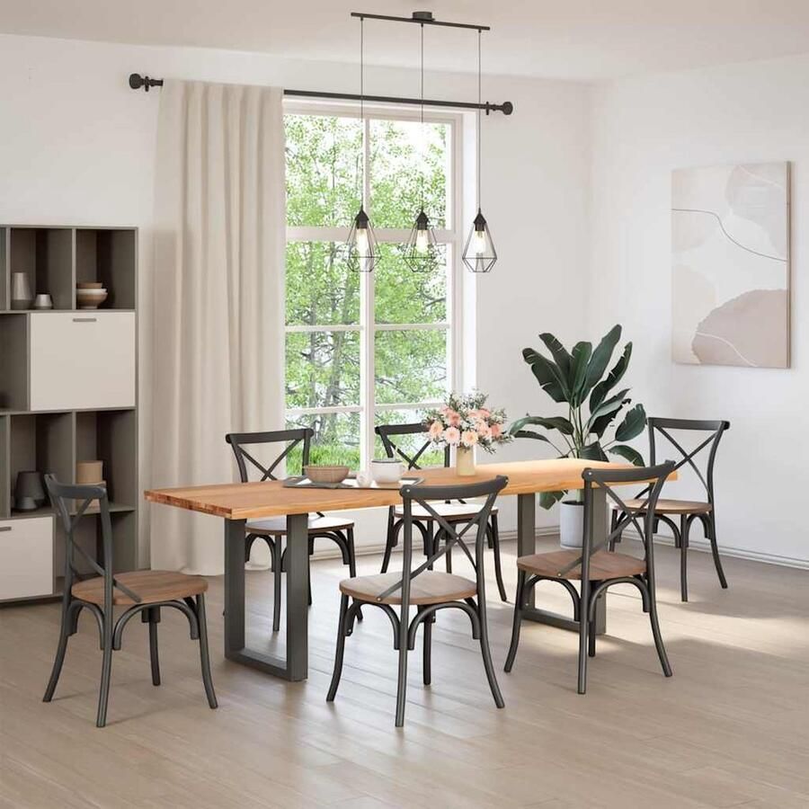 VidaXL Eettafel 240x80 cm Massief Eikenhout Eetkamertafel Eikenhouten Tafel Grote Tafel Solide Tafel Massief Eikenhout Industriële Tafel Landelijke Tafel Salontafel Diningtable