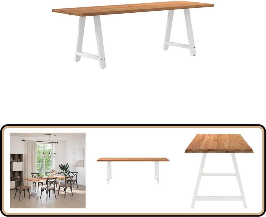 VidaXL Eettafel 240x80x74 cm Massief Eikenhout Eettafel Eettafels Eetkamertafel Keukentafel