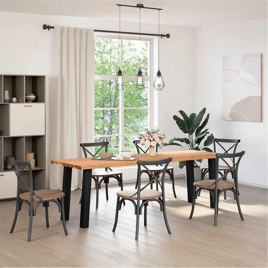 VidaXL Eettafel 240x80x74 cm Massief Eikenhout Eettafel Eettafels Eetkamertafel Keukentafel