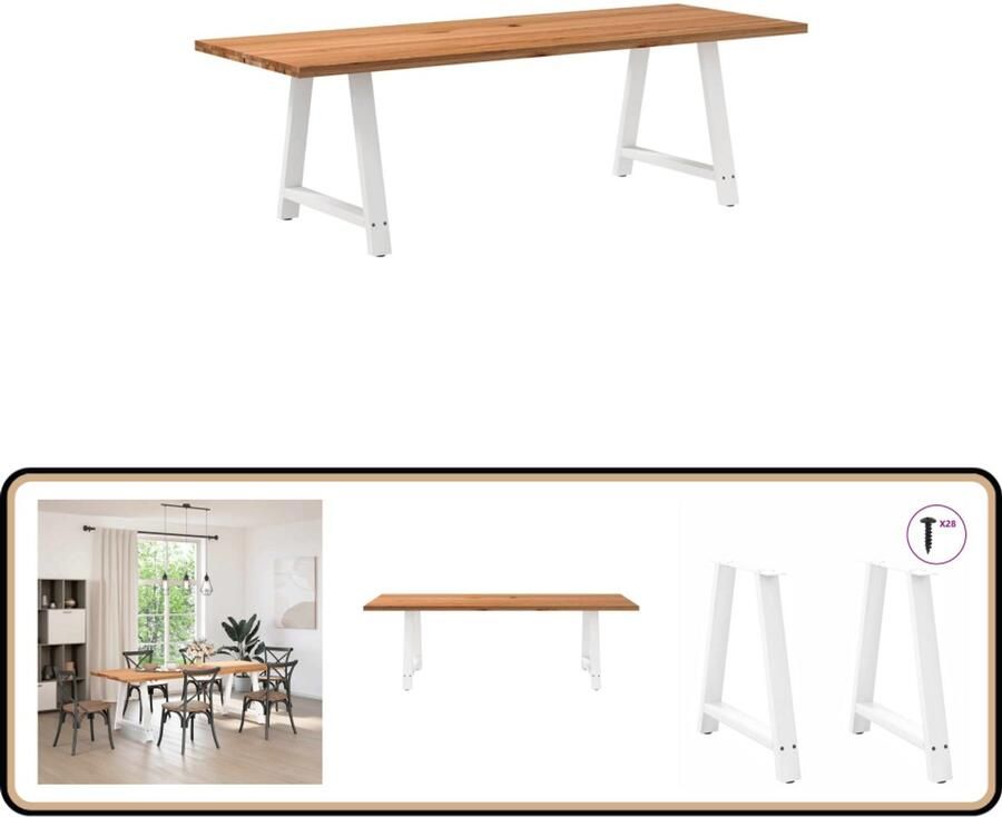 VidaXL Eettafel 240x90 cm Massief Eikenhout Eettafel Eettafels Eetkamertafel Keukentafel