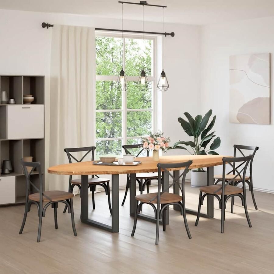 VidaXL Eettafel Ovaal 280x120x74 cm Massief Eikenhout Eetkamertafel Eikenhouten Tafel Grote Tafel Ronde Tafel Salontafel Massief Eikenhout Vintage Tafel Industriële Tafel