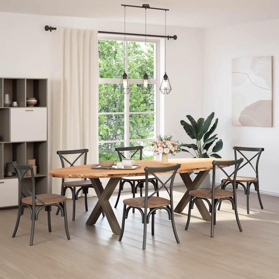 VidaXL Eettafel 280x120x74 cm ovaal massief eikenhout lichtbruin - Foto 2