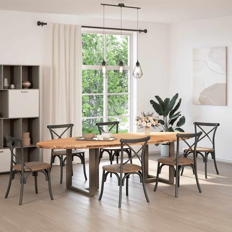 VidaXL Eettafel 280x120x74 cm ovaal massief eikenhout lichtbruin