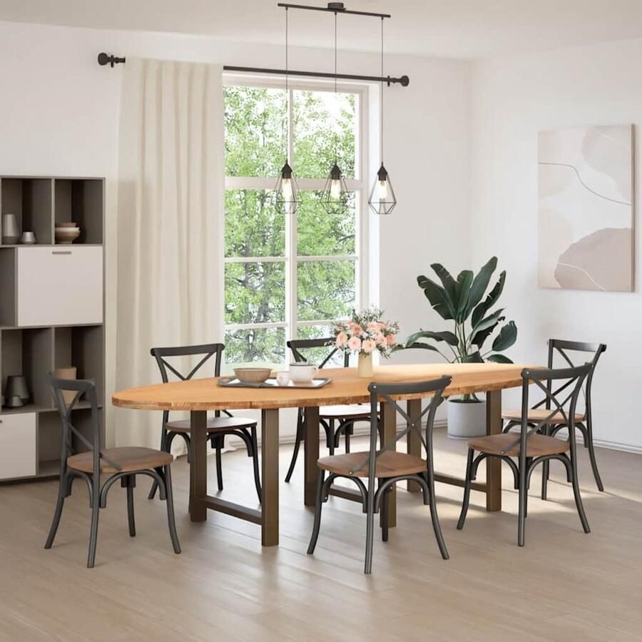 VidaXL Eettafel 280x120x74 cm ovaal massief eikenhout lichtbruin