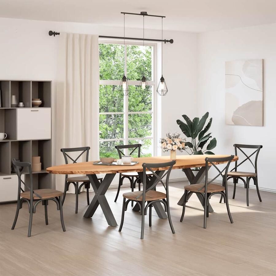 VidaXL Ovale Eettafel 320x120 cm Massief Eikenhout Eettafel Houten Tafel Eikentafel Salontafel Diningtable Keukenset Ontbijttafel Dinertafels