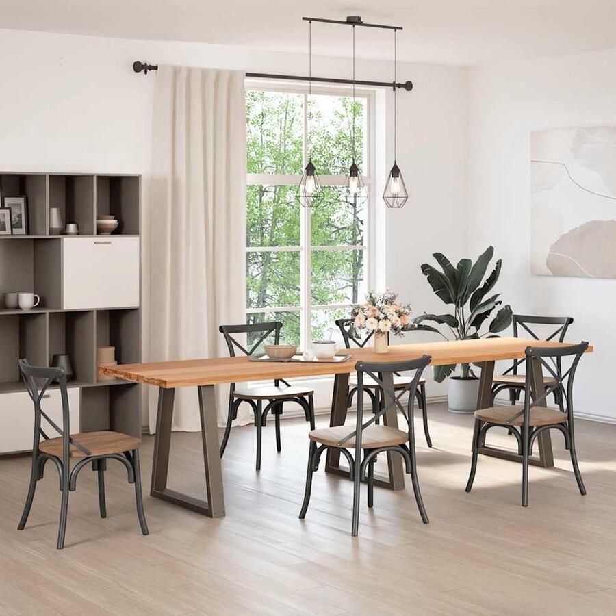VidaXL Eettafel 320x80x74 cm Massief Eikenhout Eetkamertafel Eikenhouten Tafel Grote Eettafel Solide Tafel Massief Eikenhout Industriële Tafel Moderne Eetkamer Diningtable - Foto 2