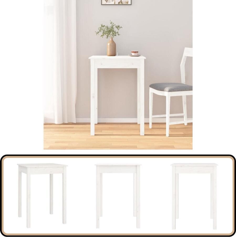 VidaXL Eettafel 55x55x75 cm Grenenhout Wit Eettafel Klassieke Eettafel Grenenhouten Eettafel Witte Eettafel Kleine Eettafel