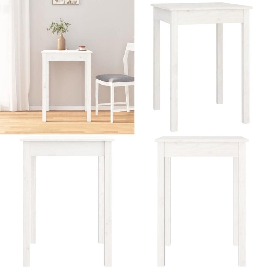 VidaXL Eettafel 55x55x75 cm massief grenenhout wit Eettafel Eettafels Eetkamertafel Keukentafel