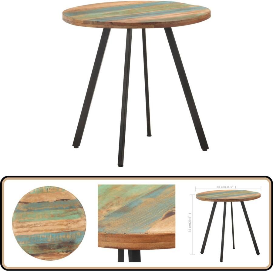 VidaXL Eettafel 80 cm massief gerecycled hout - Foto 2