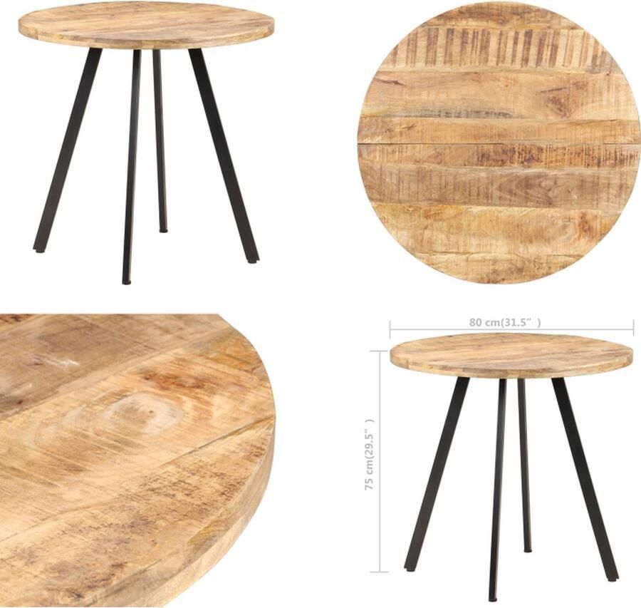 VidaXL Eettafel 80 cm ruw mangohout Eettafel Eettafels Tafel Tafels