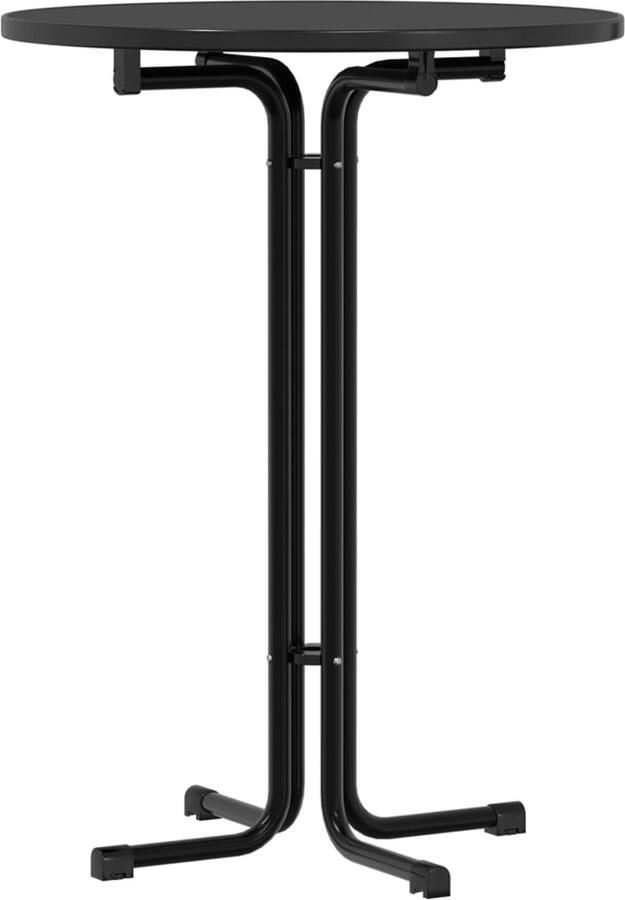 VidaXL Eettafel Ø 80x110 cm bewerkt hout en staal zwart Eettafel Eettafels Eetkamertafel Tafel