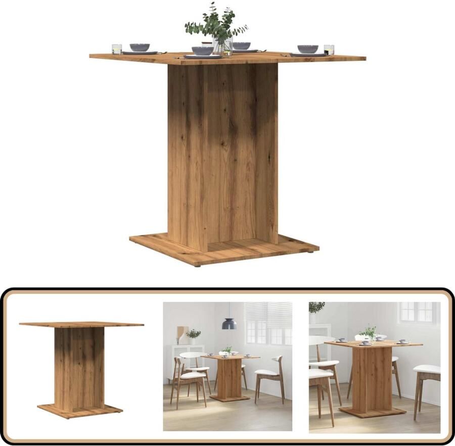 VidaXL Eettafel 80x80x75 cm Artisanaal Eiken Eettafel Eettafels Eetkamertafel Eetkamertafels